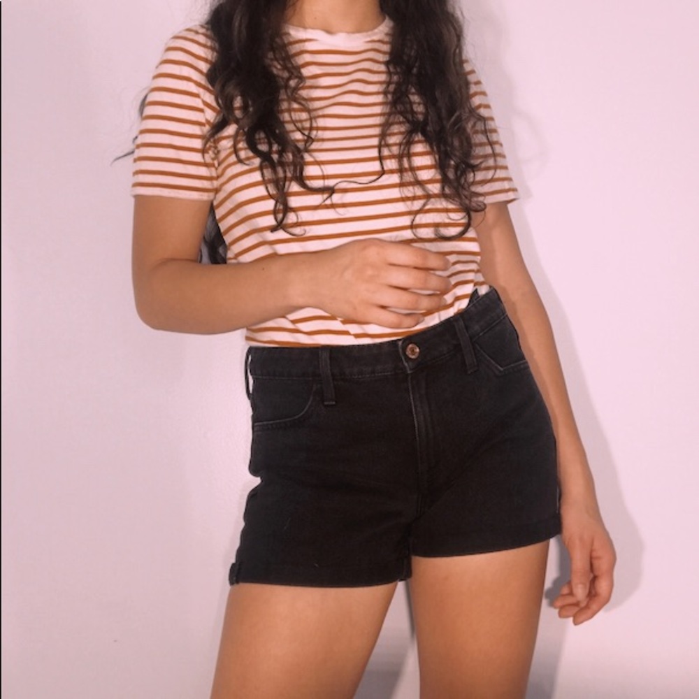 A NEW DAY MUSTARD YELLOW AND WHITE STRIPED SHIRT